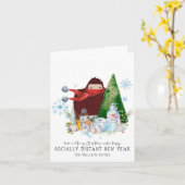 Carte 2020 Joyeux Noël Bonne année sociale lointaine (Fleur jaune)