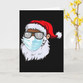 Carte 2020 Santa With Face Mask Black African American C (Fleur jaune)
