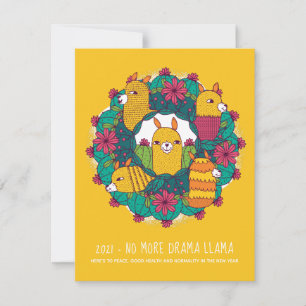 Carte 2021 Plus de drame Llama 2020 Vacances Wreath