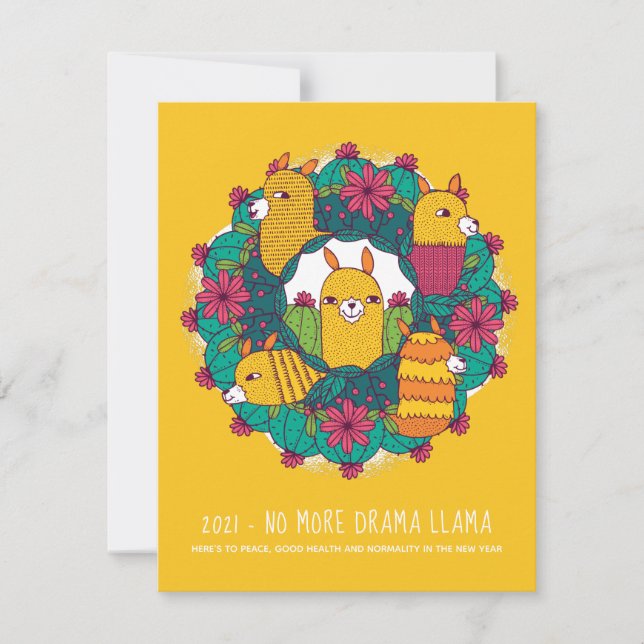 Carte 2021 Plus de drame Llama 2020 Vacances Wreath (Devant)