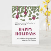 Carte 2022 Drôle Pluie Argent Inflation Noël (Fleur jaune)