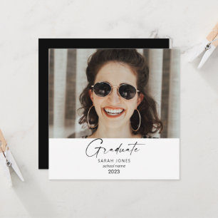 Carte 2023 Deux photos Collage Black Graduation Party