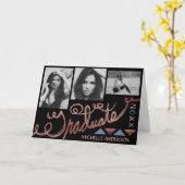 Carte 2023 Graduation Photo Collage Rose Gold Typographi (Fleur jaune)