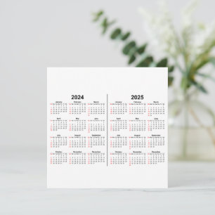 Carte 2024 2025 Calendrier 2 an noir blanc