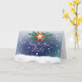 Carte 2024 Bonne année ! Festif des vacances d'hiver (Fleur jaune)