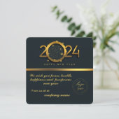 Carte 2024 Calendrier Black Gold Greeting Avec Logo (Debout devant)