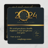 Carte 2024 Calendrier Black Gold Greeting Avec Logo (Devant / Derrière)
