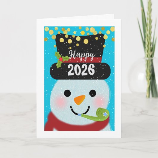 Carte 2026 Ajouter un an Nouvel An Snowman (Devant)