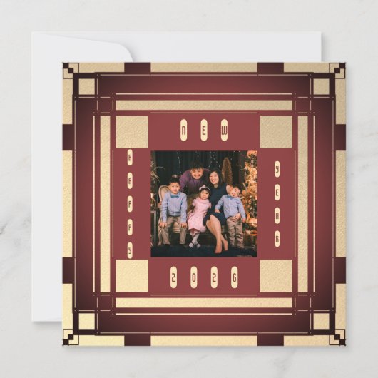 Carte 2026 Bonne année - cadre photo art déco (Devant)