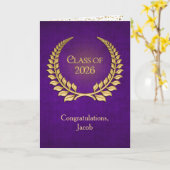 Carte 2026 Gold Graduation Laurel Wreath On Purple (Fleur jaune)