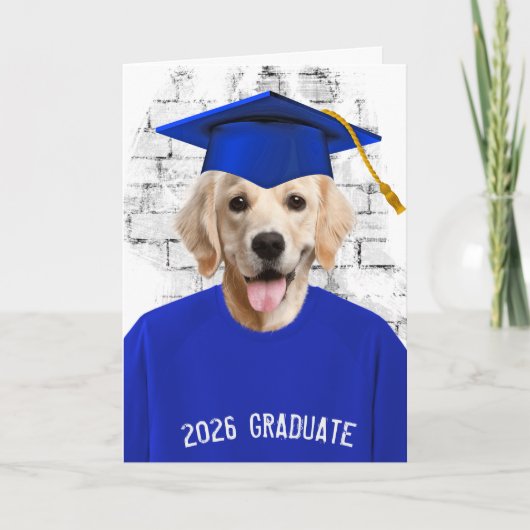 Carte 2026 Graduation Golden Retriever (Devant)