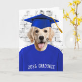 Carte 2026 Graduation Golden Retriever (Fleur jaune)