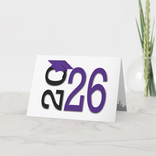 Carte 2026 Graduation Purple and Black School Colors (Devant)