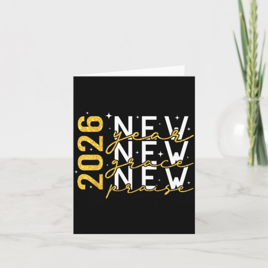 Carte 2026 New Year New Grace New Praise New Year's Eve (Devant)