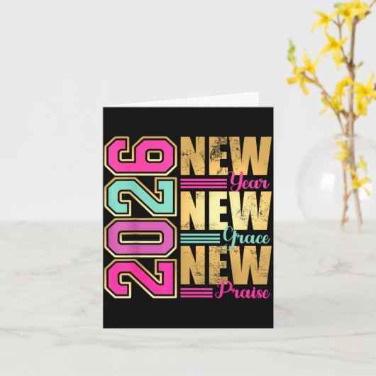 Carte 2026 New Year New Grace New Praise Retro Nge Desig (Fleur jaune)