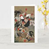 Carte 20. 群 鶏 図, 冲 Foule de coqs, Jakuchu (Fleur jaune)