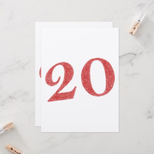 Carte 20 ans d'anniversaire (Devant/Arrière en situation)