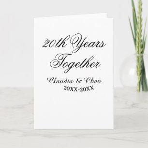 Carte 20 ans ensemble anniversaire nom date année sim