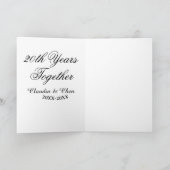 Carte 20 ans ensemble anniversaire nom date année sim (Intérieur)