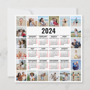 Carte 20 Collage Photo 2024 Année En Coup D'Oeil Calendr