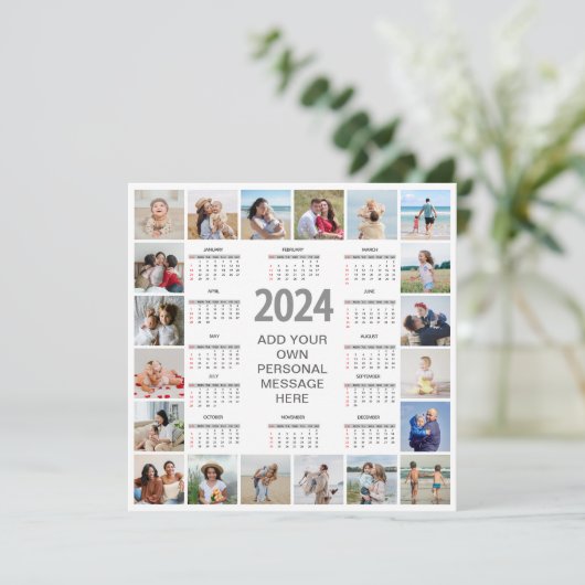 Carte 20 Collage Photo 2024 Année En Coup D'Oeil Calendr (Debout devant)