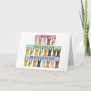 Carte 20 juillet Anniversaire Cute Cartoon Cats