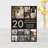 Carte 20e anniversaire 13 Photo Collage noir et or (Fleur jaune)