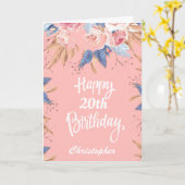 Carte 20e anniversaire Aquarelle Botanique Rose Floral (Fleur jaune)