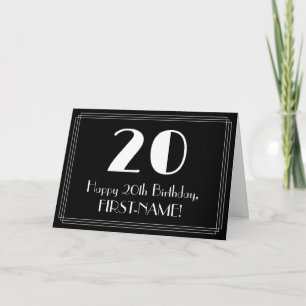 Carte 20e anniversaire ~ Art Déco Inspiré "20", Nom