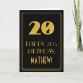 Carte 20e anniversaire - Art Déco Inspiré Look "20" & No (Devant)