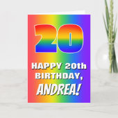 Carte 20e anniversaire : coloré, amusant Motif arc-en-ci (Devant)