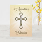 Carte 20e anniversaire de l'ordination, Croix d'or (Fleur jaune)