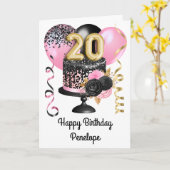 Carte 20e anniversaire de rose et d'or noir (Fleur jaune)