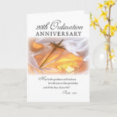 Carte 20e anniversaire d'Ordination, bougie croisée (Fleur jaune)