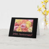 Carte 20e anniversaire du Mariage bouquet de rose mixte (Fleur jaune)