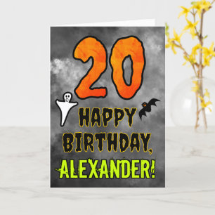 Carte 20e anniversaire : Eerie Halloween Thème + Nom per