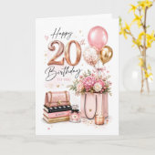 Carte 20e anniversaire élégant (Fleur jaune)