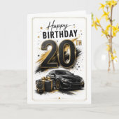 Carte 20e Anniversaire Garçon Voiture (Fleur jaune)