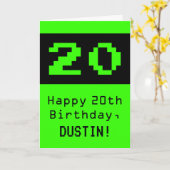 Carte 20e anniversaire : Nerdy / Geeky Style "20" et nom (Fleur jaune)