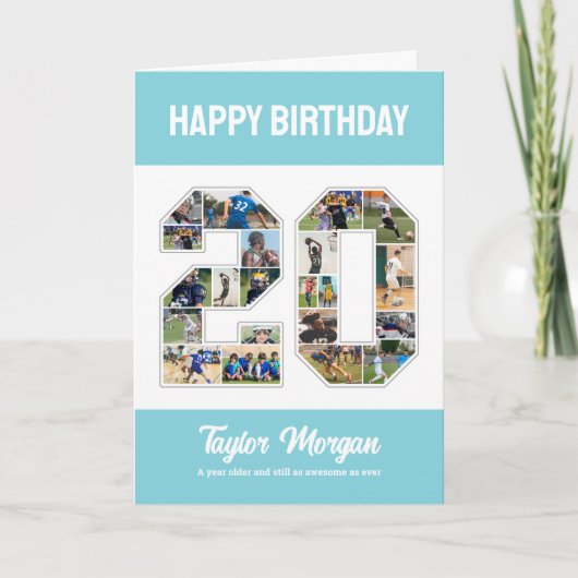 Carte 20e Anniversaire Numéro 20 Collage photo (Devant)