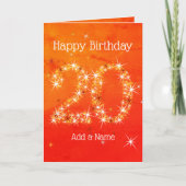 Carte 20e anniversaire - Numéro d'étoile Red Orange Glow (Devant)