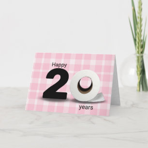 Carte 20e anniversaire papier toilette rouleau sur plaid