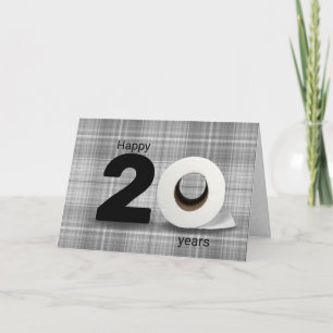 Carte 20e anniversaire papier toilette rouleau sur plaid