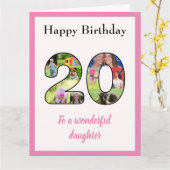 Carte 20e anniversaire Photo Collage fille grande unique (Fleur jaune)