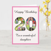 Carte 20e anniversaire Photo Collage Montage pour fille (Fleur jaune)