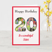Carte 20e anniversaire Photo Collage Soeur unique Keepsa (Fleur jaune)