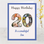 Carte 20e anniversaire Photo Collage Son Grand Unique (Fleur jaune)