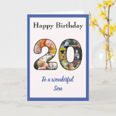 Carte 20e anniversaire Photo Collage Son unique souvenir (Fleur jaune)