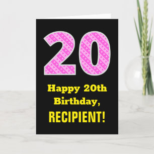 Carte 20e anniversaire : Pink Stripes and Hearts "20" + 