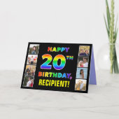 Carte 20e anniversaire : Rainbow Text, Custom Photos & N (Devant)